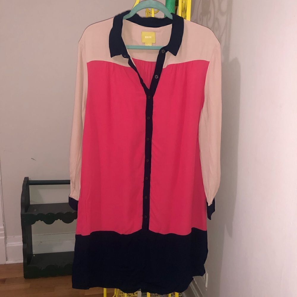Anthropologie Maeve Colorblock Shirt Dress